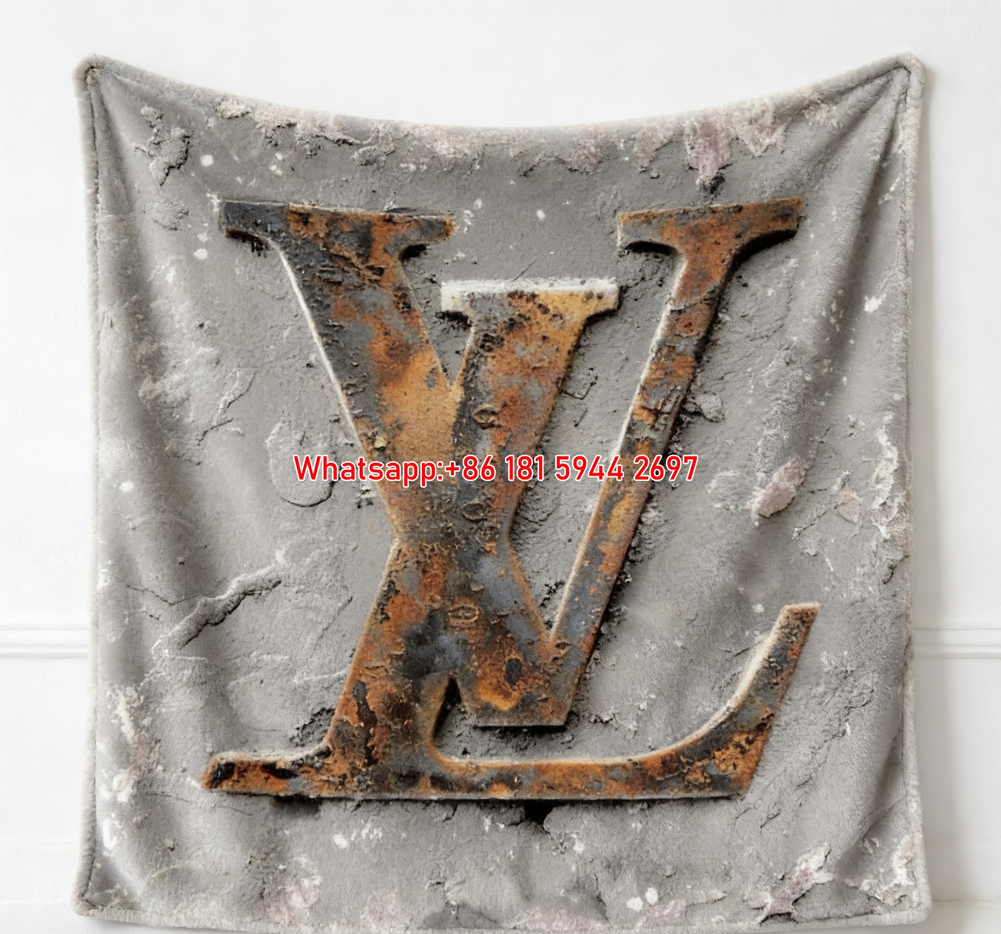 Rusted LV Monogram Blanket Industrial LV Metal Blanket 095